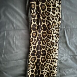 Animal print scarf, olive fringe, gray inside. Never worn
